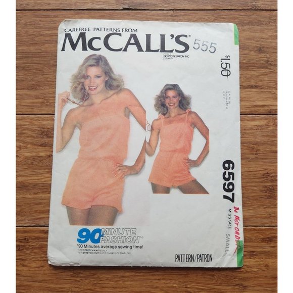 VINTAGE McCALL'S 6597 MISSES' PLAYSUIT SEWING PATTERN - Picture 1 of 4